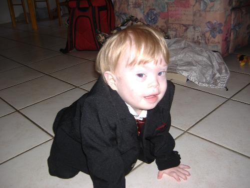 Ben in his first suite - Picture of ben in a suite for his uncles weeding