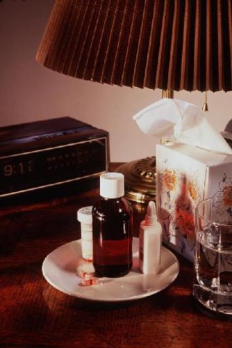 Getting Over Being Sick - This is a photo of the necessary items for a bedside table when a person is getting over being sick....