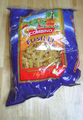 Pasta staple - We probably eat five bags of pasta every week just like this one. It is a staple for many families, and this particular type is purchased at Lidl for about 35 cents (euro). That goes a long way!