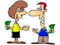 wife - Wife taking money from husband. Husband lets her.