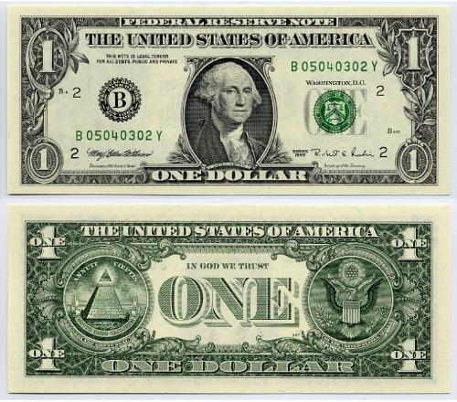 Dollar Bill - Picture of the back and front of a dollar bill