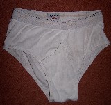 Old white brief - A typical white bikini brief that is obviously used Old white brief - A typical white bikini brief that is obviously used