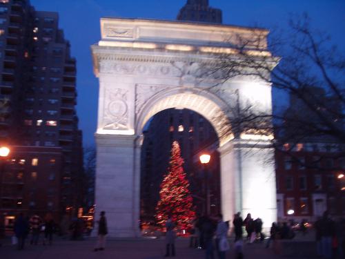 The holidays in Greenwich. - In Greenwich village during the holidays.