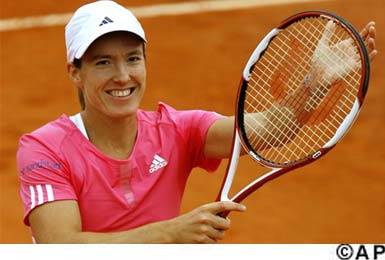Justin Henin - Jestin Henin picure after winning 2007 French Open title.