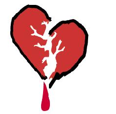 A broken Heart - A drawing of a bleeeding and broken heart