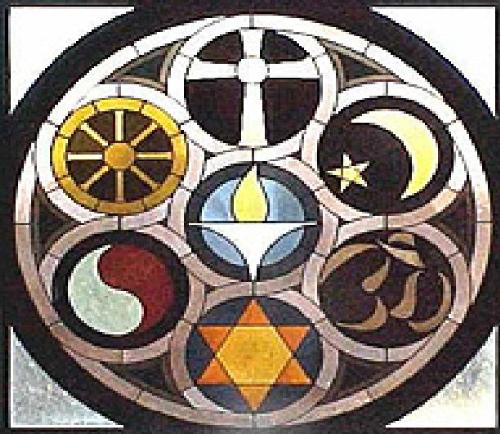 A Keliedoscope of faiths - A Keliedoscope showing the symbols of major faiths in the world as if showing that they are in harmony ( I wish they were indeed in harmony )