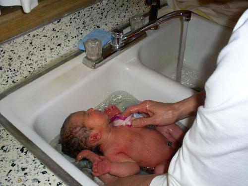 Alexi's First Bath - Alexi's first bath during the week she came home
