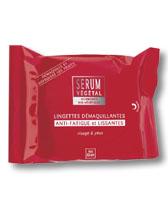 Anti-Fatigue and Smoothing Cleansing Wipes - A new all-in-one anti-ageing cleansing solution.   Ultra-practical, these cleansing wipes eliminate all traces of make-up and impurities from your eyes and face in one simple move. Higly effective they lessen signs of tiredness and smooth the skin. Serum Vegetal anti-fatigue and Smoothing Cleansing Wipes are designed for morning and evening use , in place of traditional cleansers and toners.
