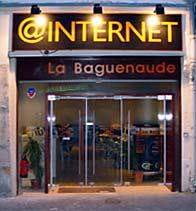 A Cyber Cafe - Also known as an internet cafe, this is a public place for internet access.