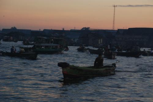 floating market at 6 am - floating market in banjarmasin,indonesia