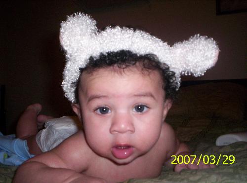 him at 3 and a half months - baaaaaaah imma sheep.