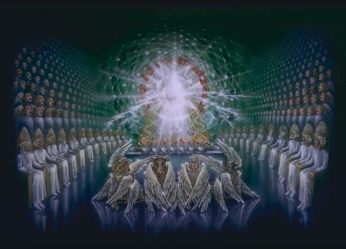 The Holy throne - A painting depicting a passage in the scriptures of what the holy throne room looks like