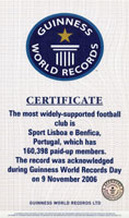 Guinness World Record certificate - Guinness World Record to the club with more associates.