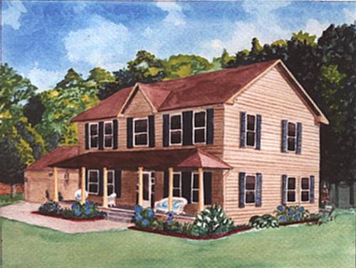 Tan House - Original art done in watercolors. I created this painting from a photograph provided by my client.