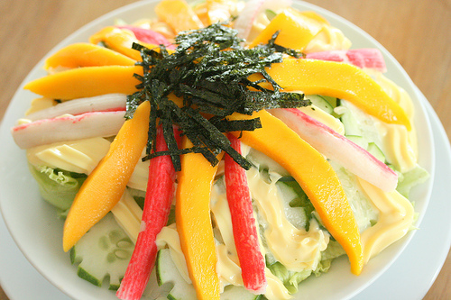 mango kani salad - combination of mango and crab stick in a salad