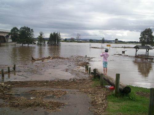 boat ramp under water - the boat ramp is under water