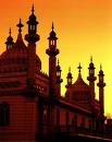 Silhouette of Brighton Pavilion - A silhouette of the Brighton Pavilion against a sunset.