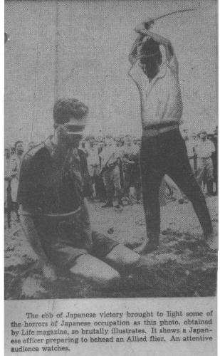 Murder and Execution - Here you see a man about to be beheaded. There is a caption underneath the picture that explains what's going on.