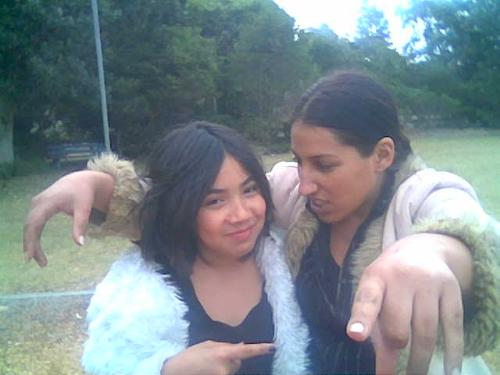 My daughter and myself at a park - this us being silly and rockin