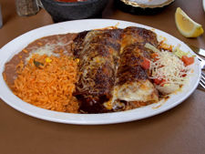 Mexican food - This is an enchilada with mole sauce. Doesn't it look great?