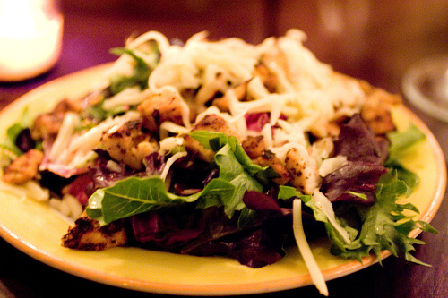 chicken salad - fresh lettuce topped with grilled chicken