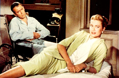 A scene from Rear Window, a classic Alfred Hitchco - A scene from Rear Window, a classic Alfred Hitchcock film, starring James Stewart and Grace Kelly