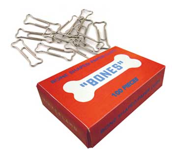 Kikkerland Dog Bone Paper Clips - Packaged in a Milkbone type of box, these dog bone shaped paper clips make for a great gift for any dog lover or veterinarian.