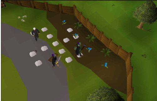 Swastica - This person wanted to be funny, so he requested I a screenshot and post it everywhere. He used cowhides, and he drawed a nice crowd. Some pwoplw tryed to report us. This is the symbol of peace in some places, so Jagex can't ban him. Well anyway, it was a big hoot.