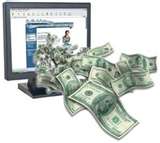 money - This is an image of money spilling out fron your computer screen. This image represents the money makink opportunities online.