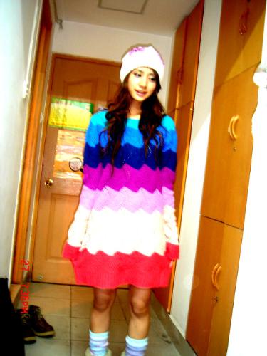 Winter Times Wear Like... - Rainbow. Wino want Me wear like this. She say I will more Pretty....i think I am look like Idiot.