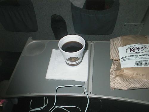 Free Coffee!!!  - Much to my deight, the complimentry coffee served on my Air Canada flight from Toronto to Phoenix was from The Second Cup, which is my favourite cafe in Canada. I miss them down here. When I realized that this would possibly be my last opportunity for a long time, to drink coffee from The Second Cup, I drank about 10 cups. I was so wired by the time I got off of that plane...