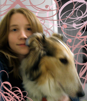 Ally & Me - This is a picture of my collie, Ally, and me. I photoshop'd the swirlies in for fun.