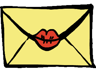 relationships - lips on an envelop, sealed with a kiss