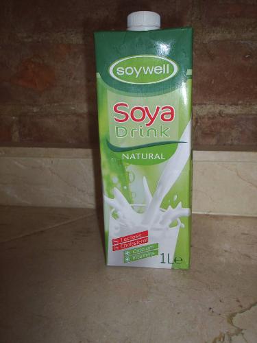 Soy Milk - I get several jugs of soy milk every week from Lidl. As we develop ear aches and runny noses from cows milk, we have to drink soy.