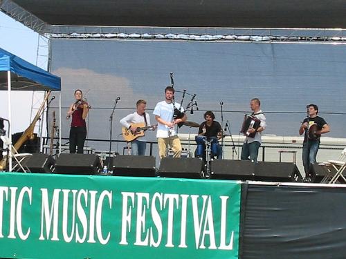 Gaelic Storm at Irvine Celtic Festival with Bagpip - I took this photo of Gaelic Storm a couple years ago at a Celtic Festival in California. This one features the bagpiper.