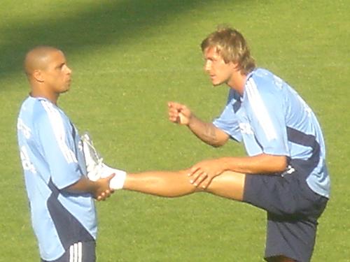 Beckham and Carlos - Carlos and Beckham in training.