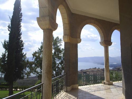 Israel - This is a picture of a church on the top of the Mount of Beatitudes in Israel. The church was rather small but very beautiful, and the scenery around it was exquisite.