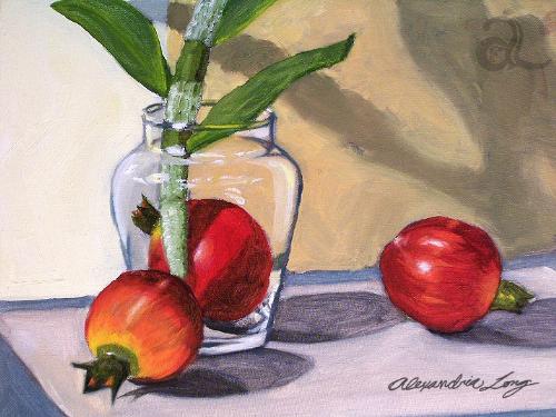 Still Life: Pomogranets - A painting I did for my college painting class. One of several paintings I completed while enrolled.  Oils on 11 x 14' canvas.