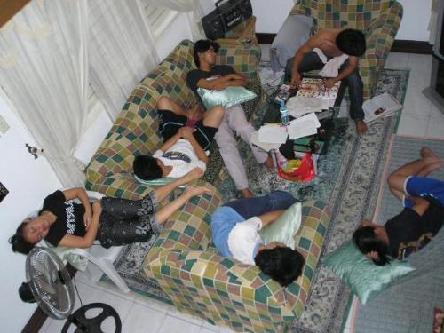 Sleepy Geeks - after a long tedious overnight homemade project we finally took a nap..