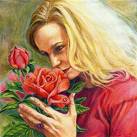 Romance - Lady Smelling Red Roses