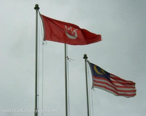 kelantan flag and malaysia flag - kelantan state flag and malysia national flag