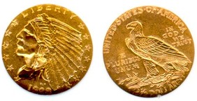 Gold coins. - Liberty gold coins.
