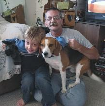 Old Avatar - Me my youngest grandson and Buster my beagle