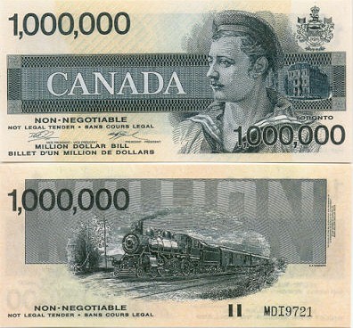 Canada Million Dollar Bill! -  This is one million dollars in Canada Money!