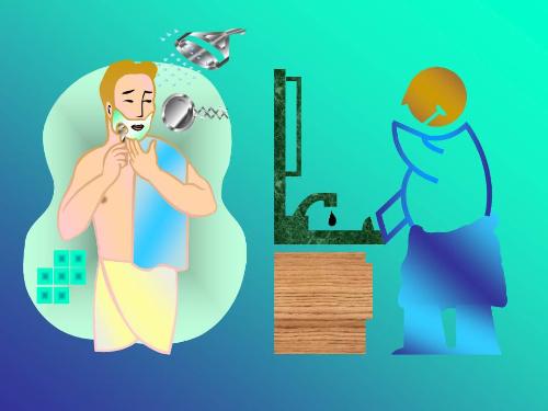 Shave in shower? - Graphic representation for shaving; shower or sink?