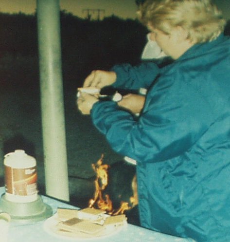 Camping and Making S'mores at June Lake CA - We were lucky enough to camp out at June Lake about 20 years ago. At night, we had a camp fire and made S'mores with graham crackers, melted marshmellows and chocolate candy bars all together in one of the most delicious treats that camping can offer!!