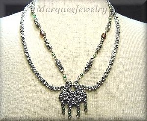Gypsy necklace - This is one of my favorites, with amber and green glass beads.