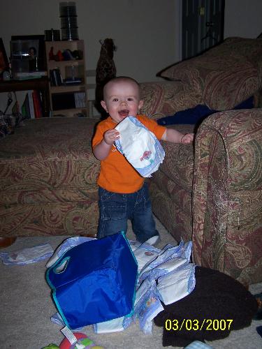 Zachary - My little man destroying my living room for the millionth time.