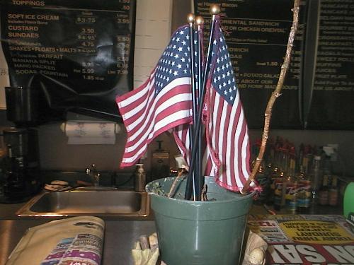 Bouquet Of Flags!  - I thought this was really unique. I saw this bouquet of American flags today at I-Scream Cafe in Sedona Arizona. When I told the lady behind the counter how much I liked them, she gave me one of the flags. I thought that was sweet. My boyfriend and I want a bouquet of American, Russian, Danish and Canadian flags.
