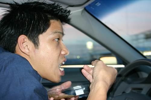 Eating in the car - I eat in my car all the time~! 